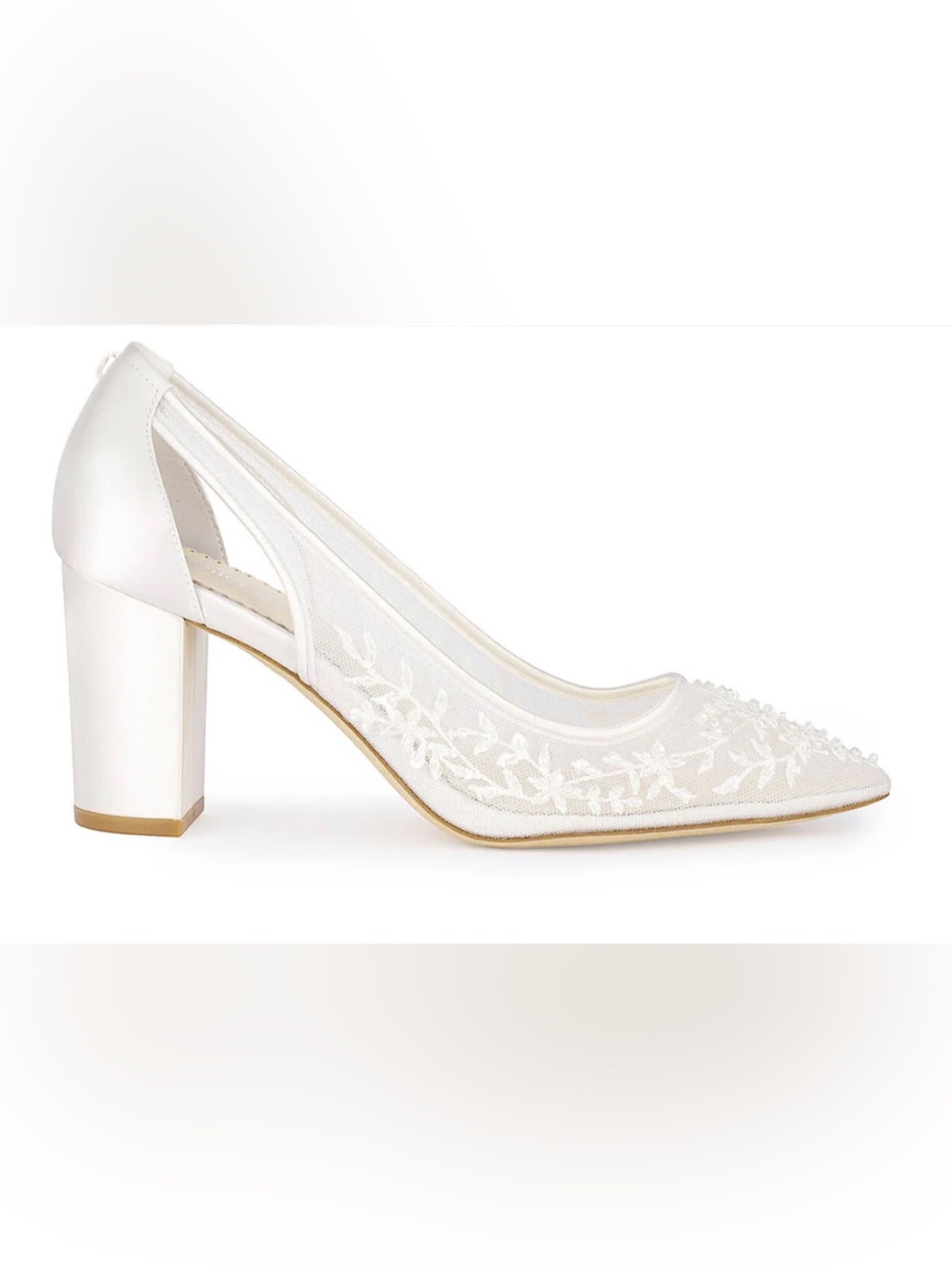 Bella Belle Easton Ivory Bridal Block Heels | Beaded Slingback Wedding Shoes